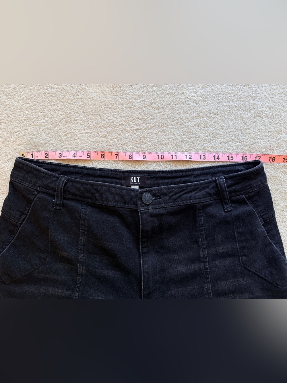 Evereve KUT from the Kloth Ashton Barrel Leg Jeans Black Sz 12 High Rise Denim - Picture 5 of 9
